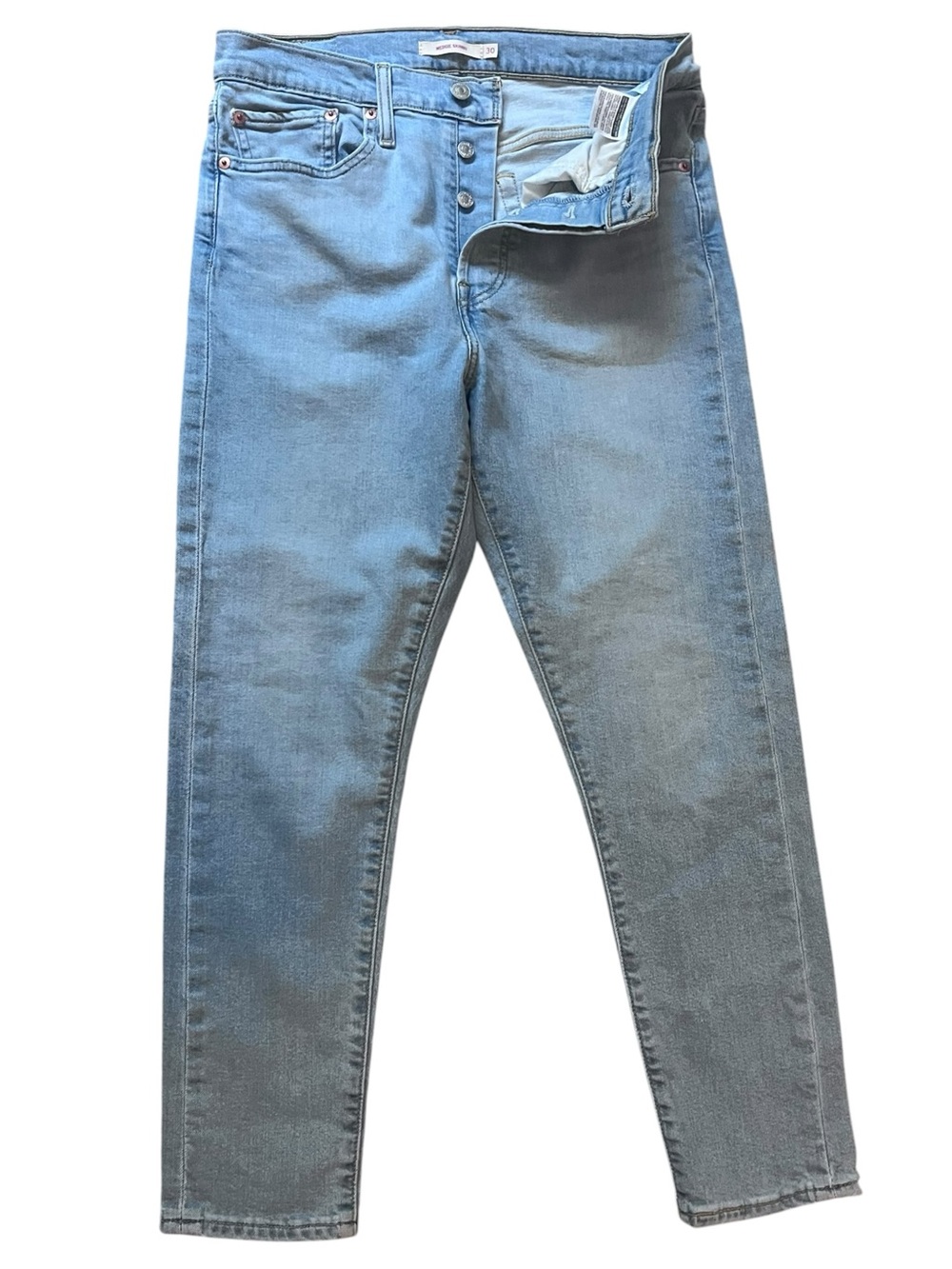 Levi’s Wedgie Skinny Jeans Size 30 Light Blue Button Fly Crop - Picture 2 of 11